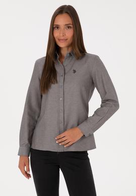 Kadın Gri Uzun Kollu Basic Gömlek - 50316711059