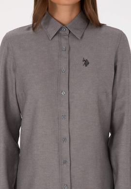 Kadın Gri Uzun Kollu Basic Gömlek - 50316711059