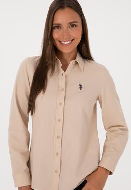 Kadın Kum Uzun Kollu Basic Gömlek - 50316711082