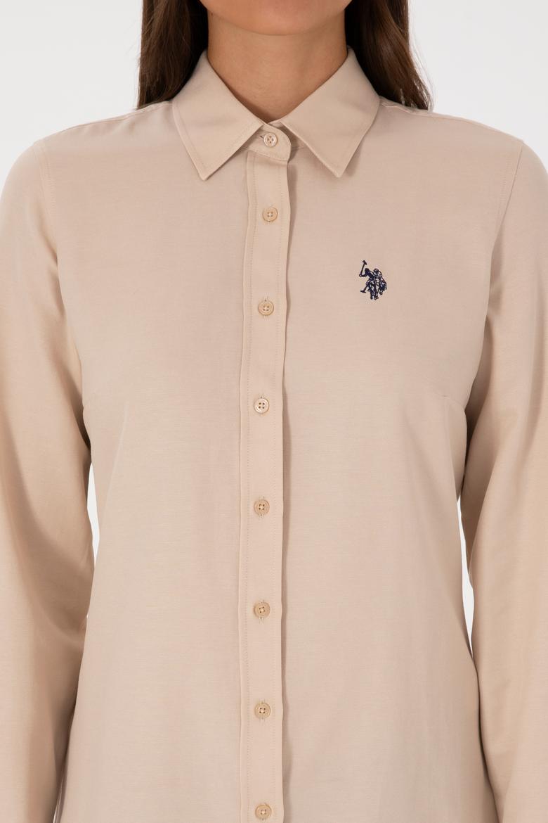 Kadın Kum Uzun Kollu Basic Gömlek - 50316711082