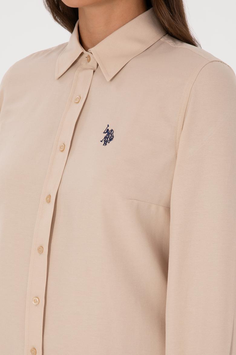 Kadın Kum Uzun Kollu Basic Gömlek - 50316711082