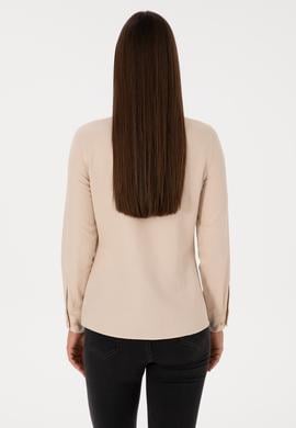 Kadın Kum Uzun Kollu Basic Gömlek - 50316711082