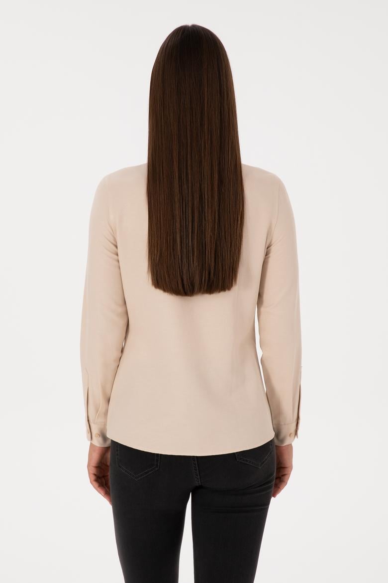 Kadın Kum Uzun Kollu Basic Gömlek - 50316711082