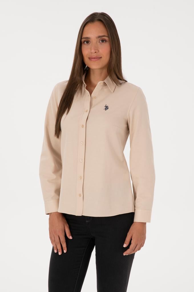 Kadın Kum Uzun Kollu Basic Gömlek