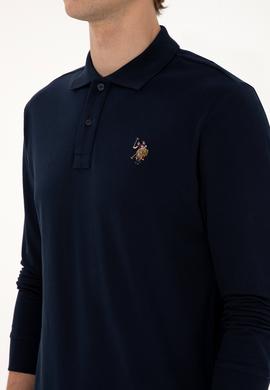 Erkek Regular Fit Polo Yaka Lacivert Basic Sweatshirt - 50313772027