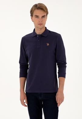 Erkek Regular Fit Polo Yaka Mürdüm Basic Sweatshirt - 50313772137