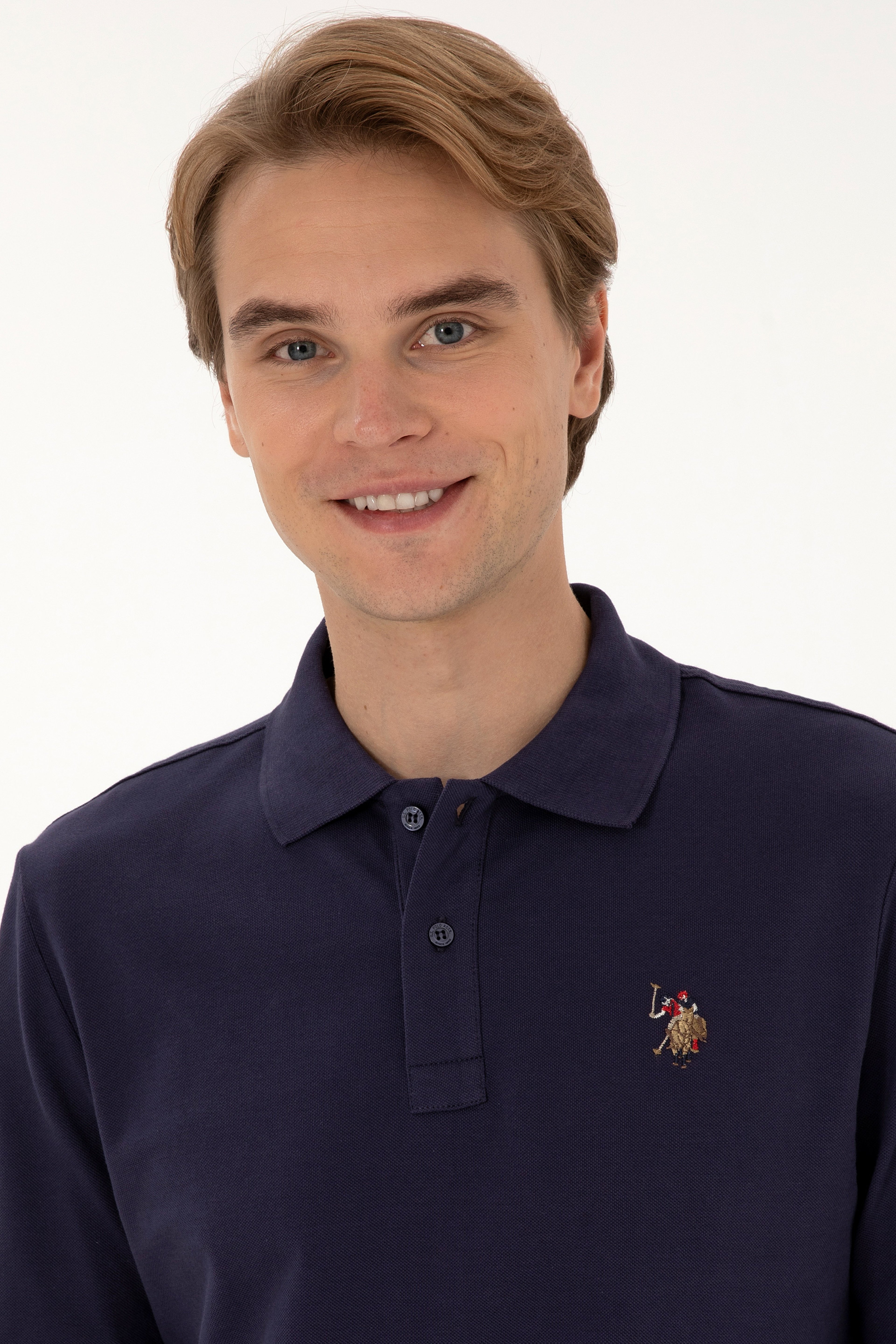 Erkek Regular Fit Polo Yaka Mürdüm Basic Sweatshirt