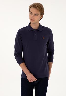 Erkek Regular Fit Polo Yaka Mürdüm Basic Sweatshirt - 50313772137