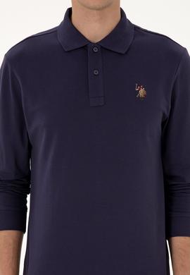 Erkek Regular Fit Polo Yaka Mürdüm Basic Sweatshirt - 50313772137