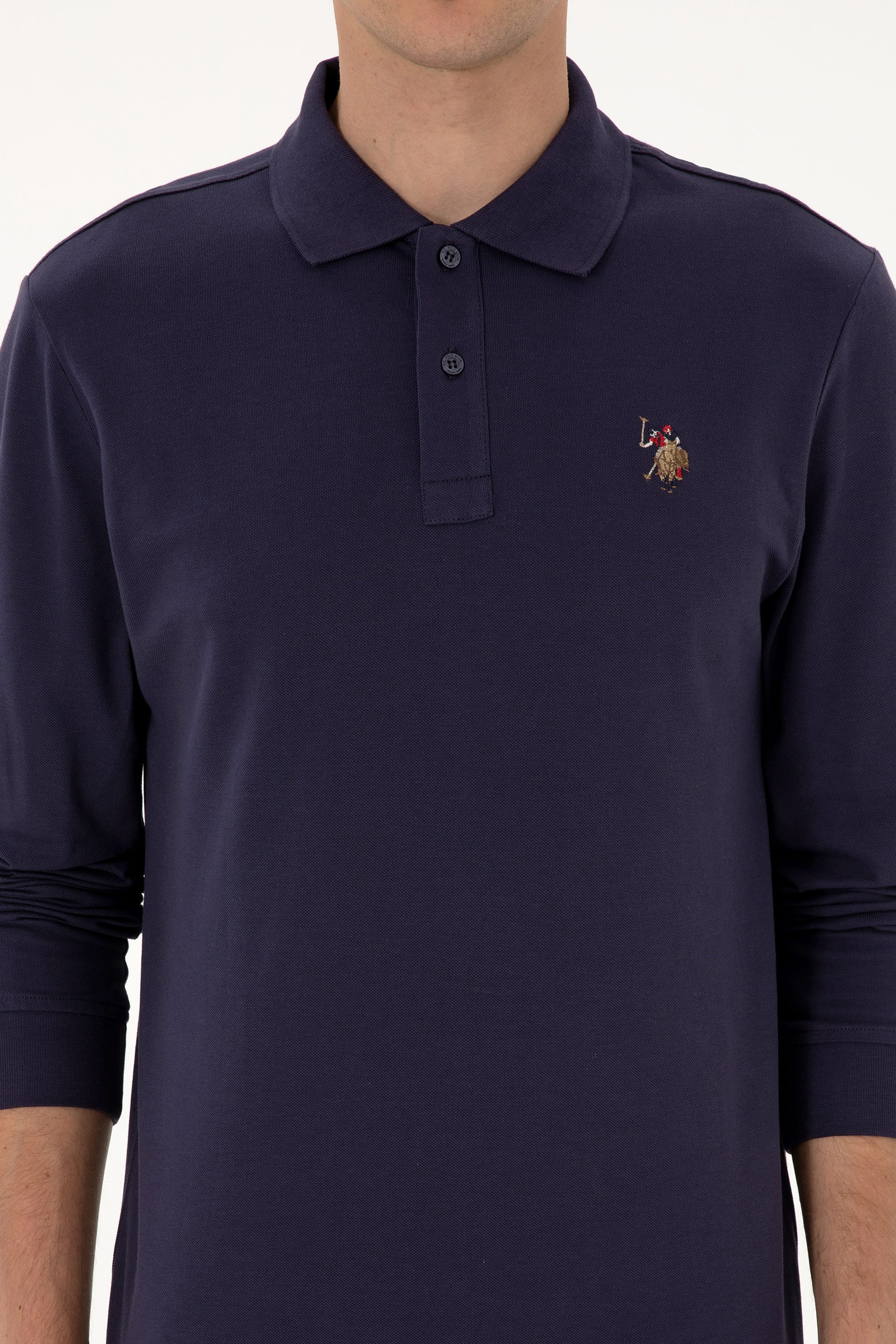 Erkek Regular Fit Polo Yaka Mürdüm Basic Sweatshirt - Image 6