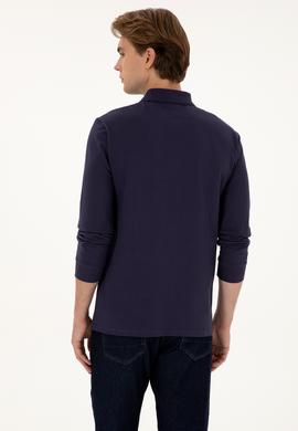 Erkek Regular Fit Polo Yaka Mürdüm Basic Sweatshirt - 50313772137