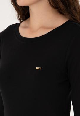 Kadın Siyah Slim Bisiklet Yaka Basic Sweatshırt - 50315419012