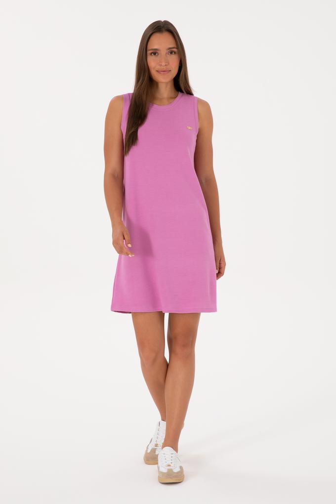 Kadın Fuşya Kolsuz Mini Boy Örme Elbise
