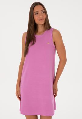 Kadın Fuşya Kolsuz Mini Boy Örme Elbise - 50297895042