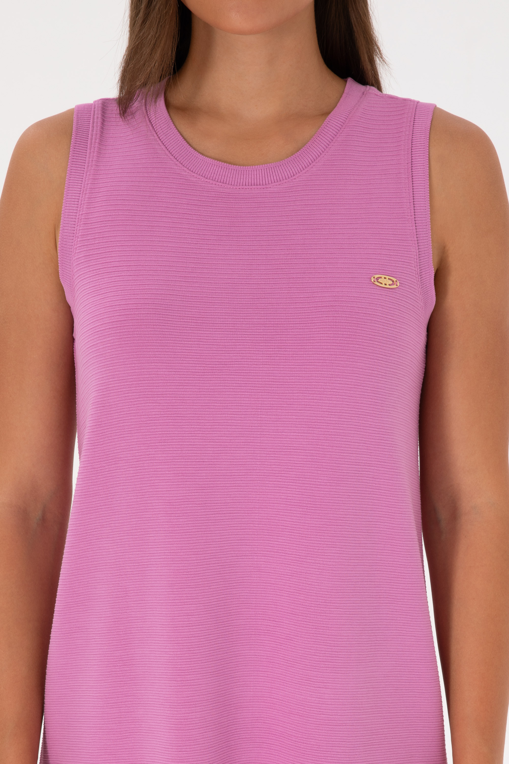 Kadın Fuşya Kolsuz Mini Boy Örme Elbise - 50297895042