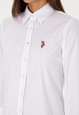 Kadın Beyaz Uzun Kollu Basic Gömlek - 50308038011