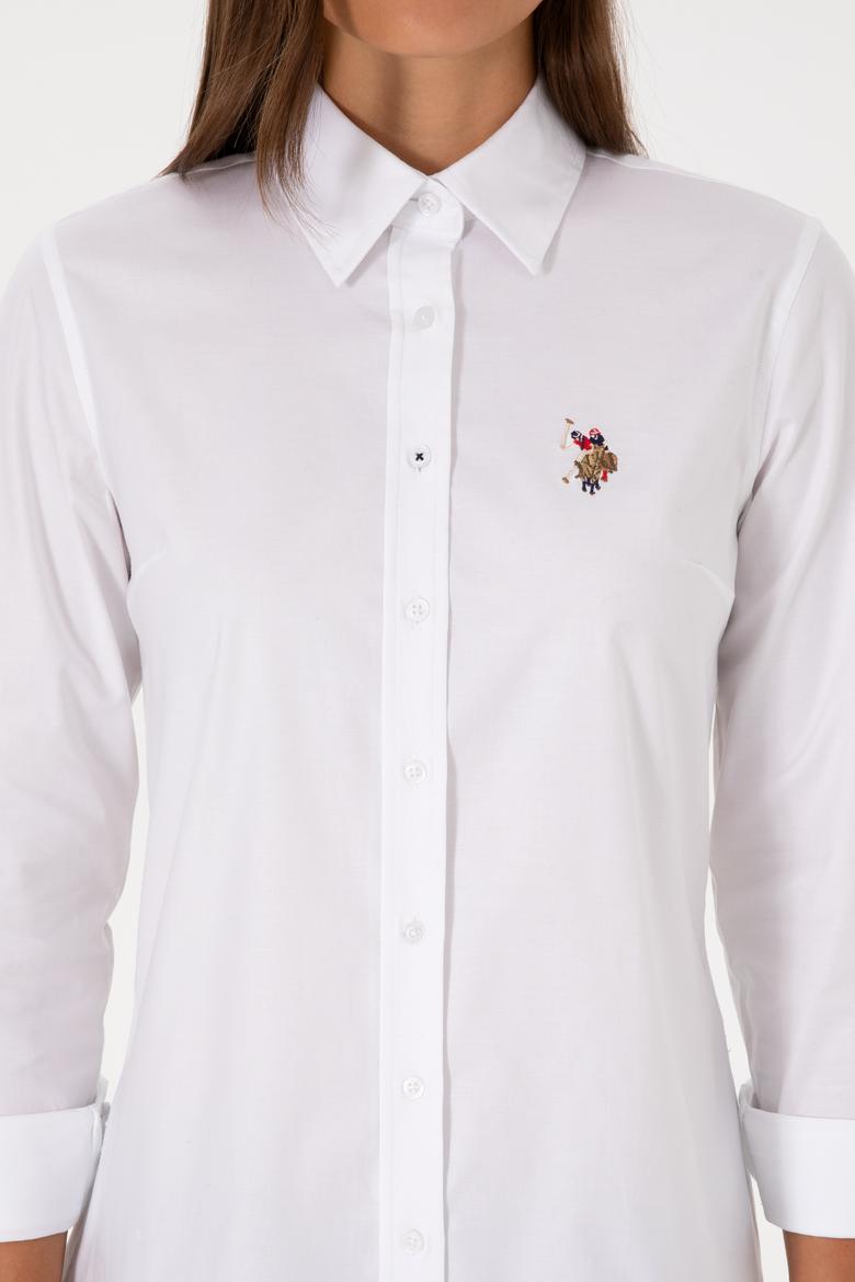 Kadın Beyaz Uzun Kollu Basic Gömlek - 50308038011