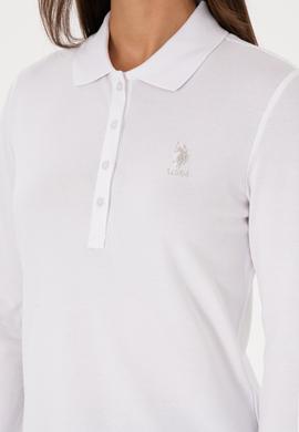 Kadın Beyaz Basic Polo Yaka Sweatshırt - 50307755045