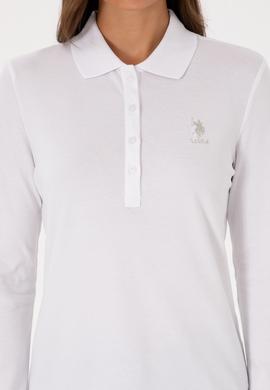 Kadın Beyaz Basic Polo Yaka Sweatshırt - 50307755045
