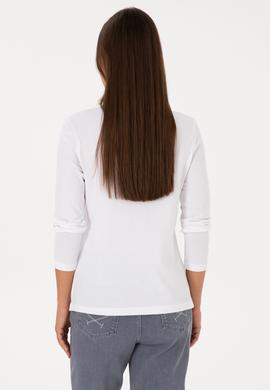 Kadın Beyaz Basic Polo Yaka Sweatshırt - 50307755045