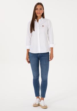 Kadın Beyaz Uzun Kollu Basic Gömlek - 50308038011