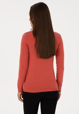 Kadın Gül Kurusu V Yaka Basic Kazak - 50307710026