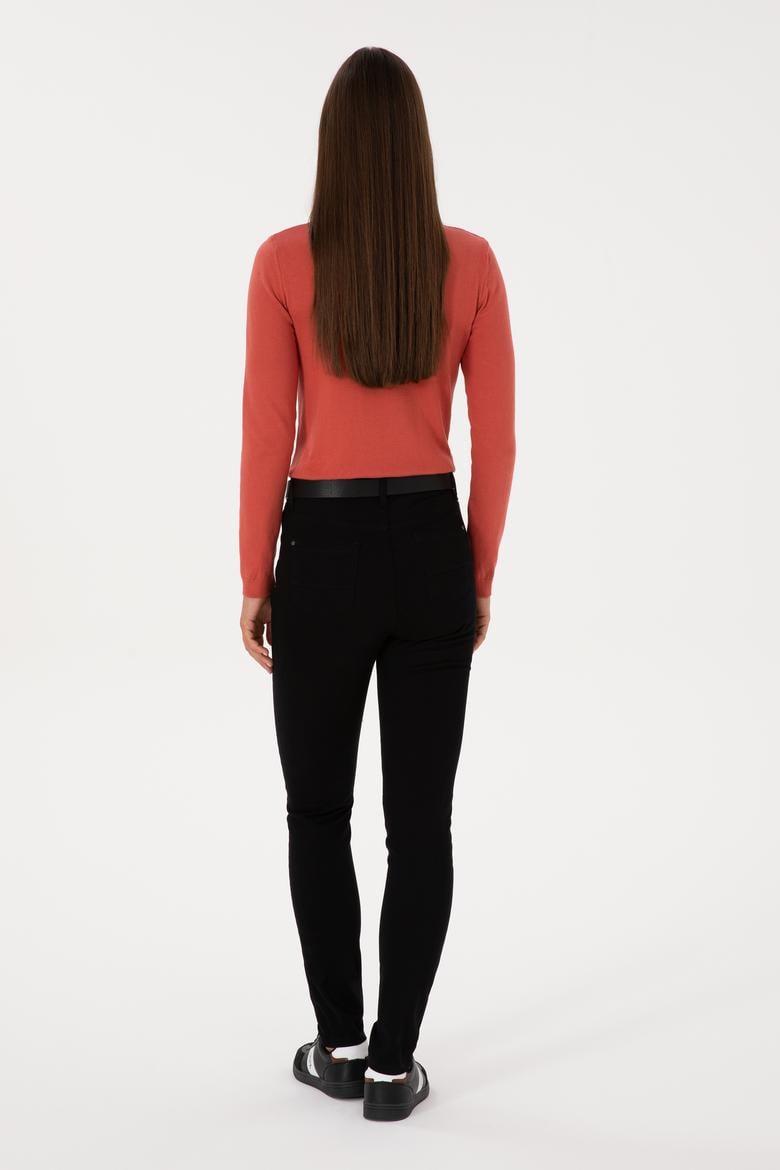 Kadın Siyah Toohpick Fit Kanvas Pantolon - 50309156013