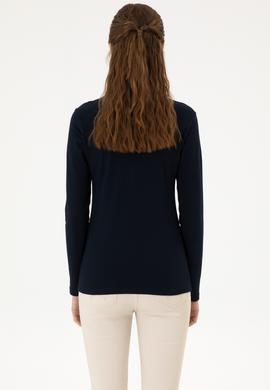 Kadın Lacivert Basic Polo Yaka Sweatshırt - 50313593021