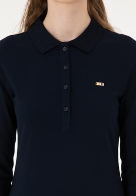 Kadın Lacivert Basic Polo Yaka Sweatshırt - 50313593021
