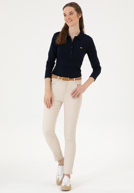 Kadın Lacivert Basic Polo Yaka Sweatshırt - 50313593021