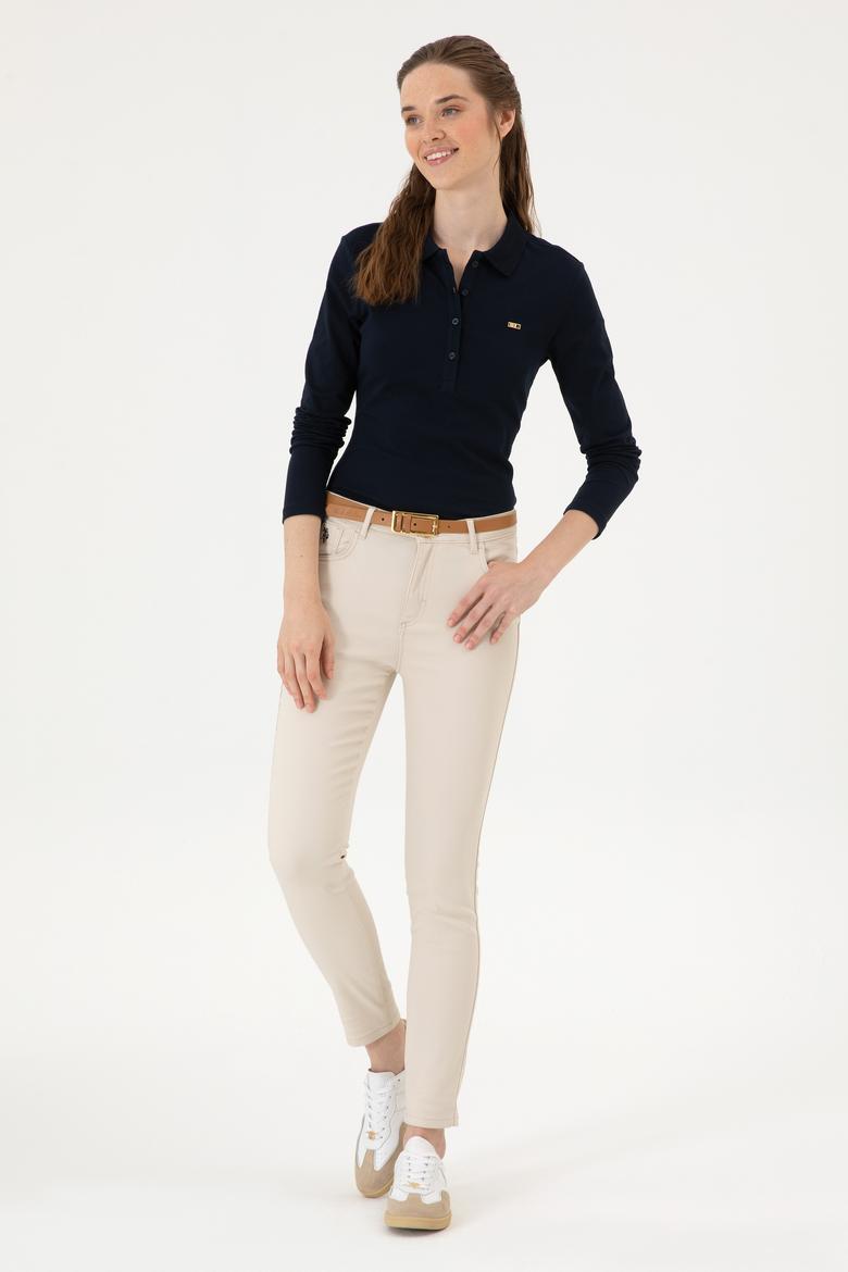 Kadın Lacivert Basic Polo Yaka Sweatshırt - 50313593021