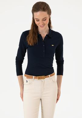 Kadın Lacivert Basic Polo Yaka Sweatshırt - 50313593021