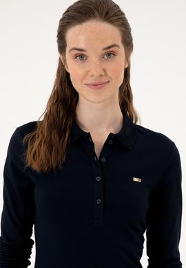 Kadın Lacivert Basic Polo Yaka Sweatshırt - 50313593021