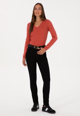 Kadın Siyah Toohpick Fit Kanvas Pantolon - 50309156013