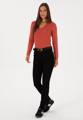 Kadın Siyah Toohpick Fit Kanvas Pantolon - 50309156013