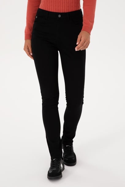 Kadın Siyah Toohpick Fit Kanvas Pantolon