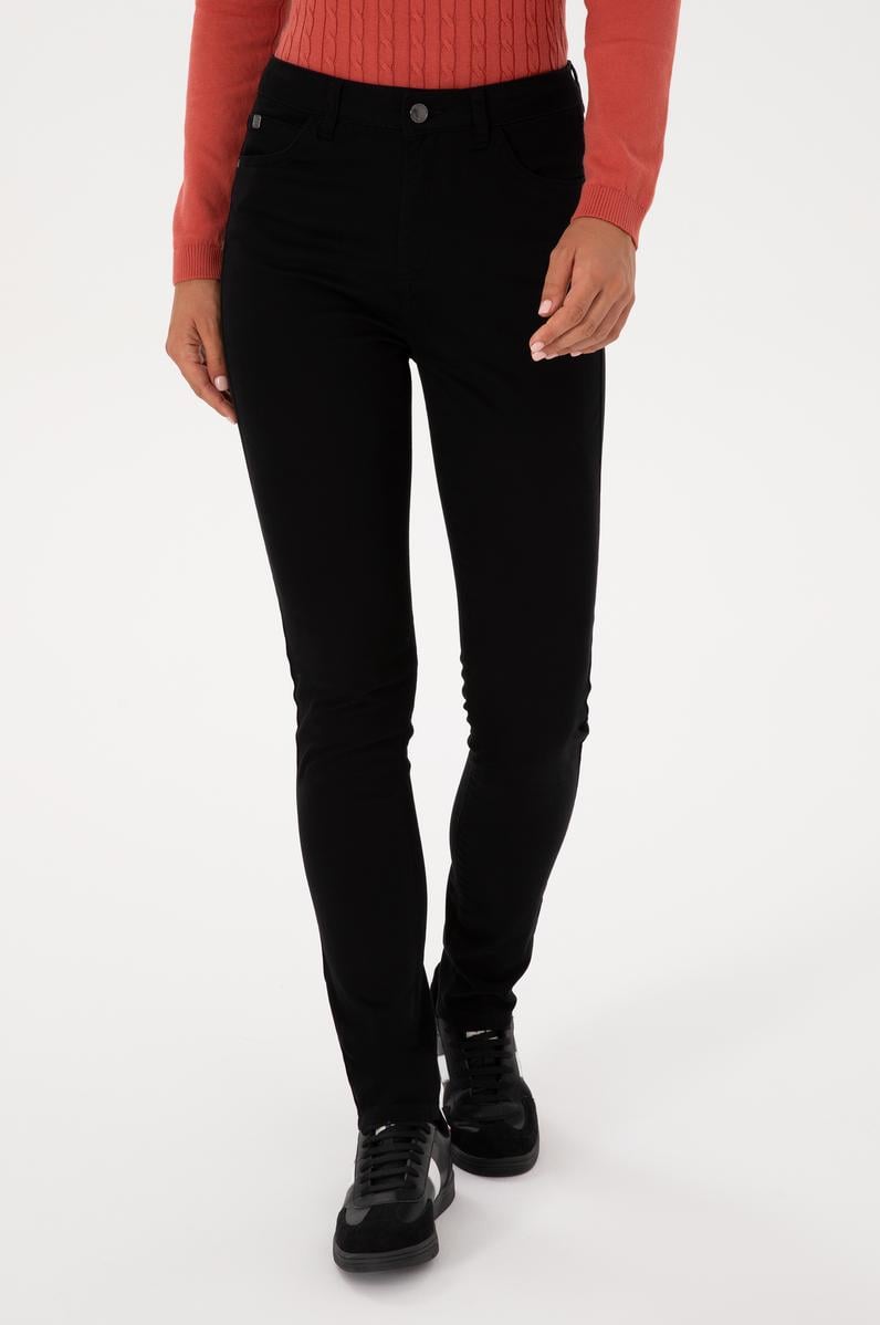 Kadın Siyah Toohpick Fit Kanvas Pantolon