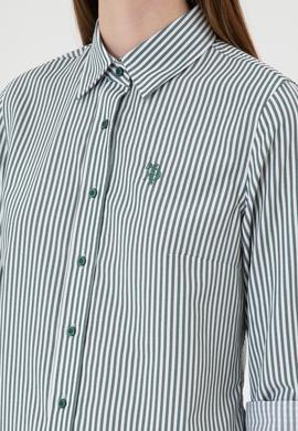 Kadın Koyu Yeşil Çizgili Uzun Kollu Gömlek - 50316492006