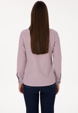 Kadın Bordo Çizgili Uzun Kollu Gömlek - 50316492012