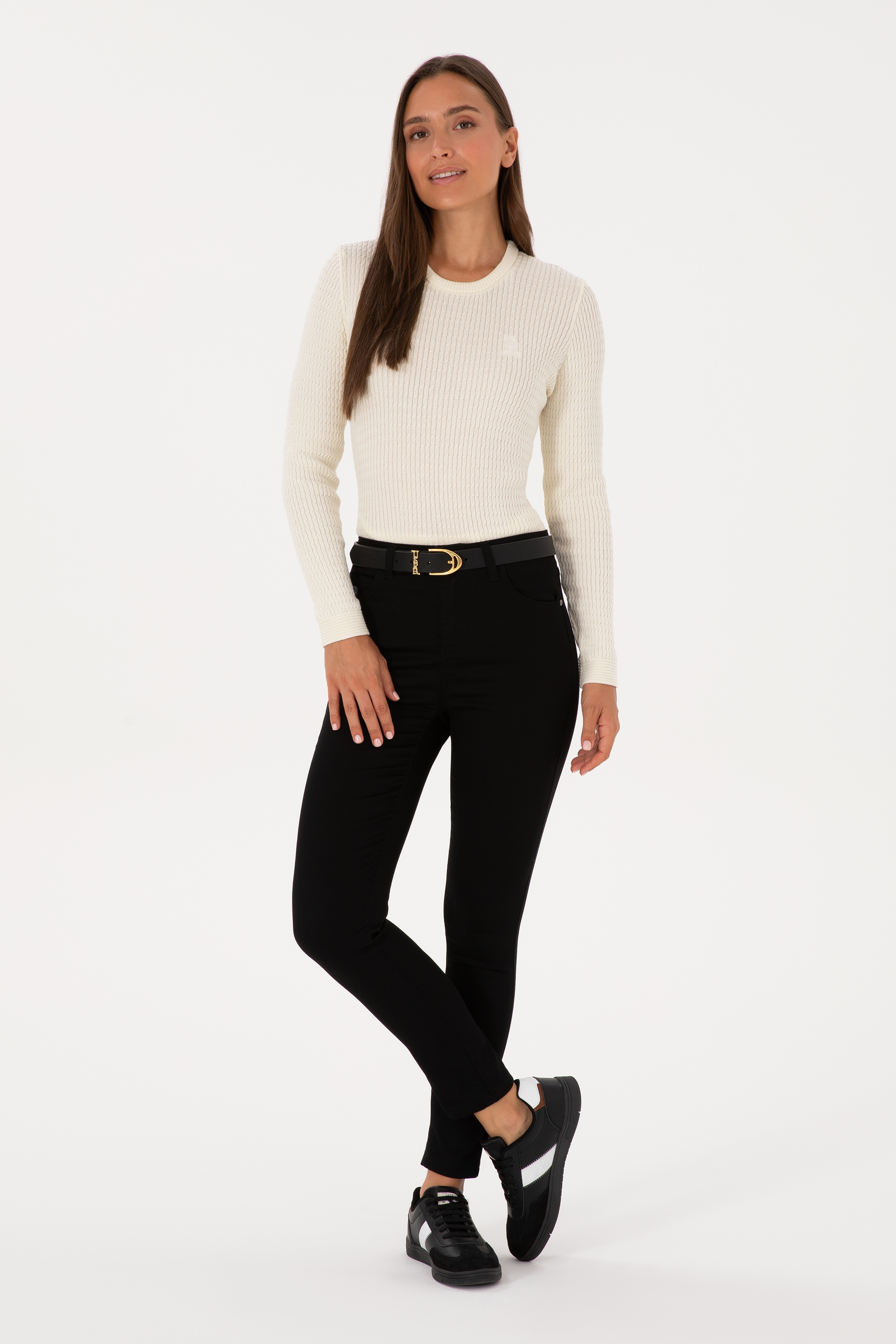 Kadın Siyah Toothpick Fit Kanvas Pantolon - Image 1