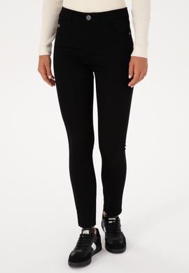 Kadın Siyah Toothpick Fit Kanvas Pantolon - 50317139011