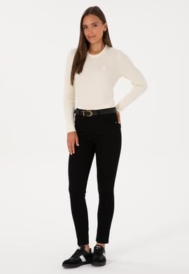 Kadın Siyah Toothpick Fit Kanvas Pantolon - 50317139011