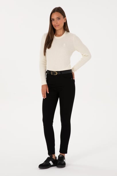 Kadın Siyah Toothpick Fit Kanvas Pantolon