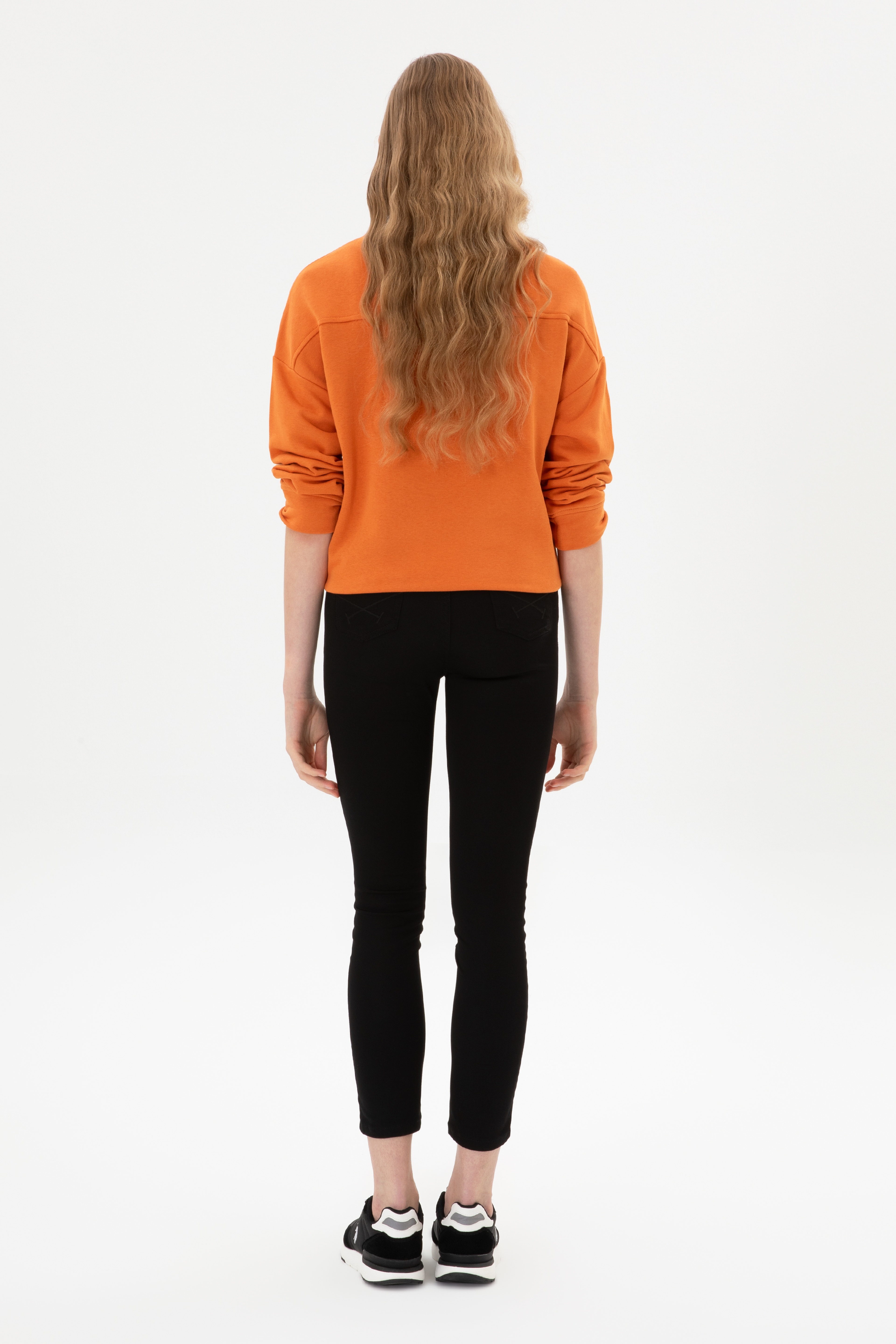 Kadın Siyah Toothpick Fit Kanvas Pantolon - Image 4