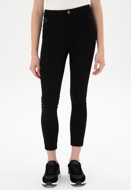 Kadın Siyah Toothpick Fit Kanvas Pantolon - 50316852014