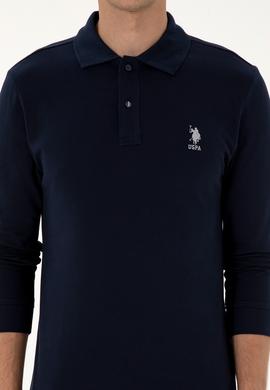 Erkek Regular Fit Polo Yaka Lacivert Basic Sweatshirt - 50307757137