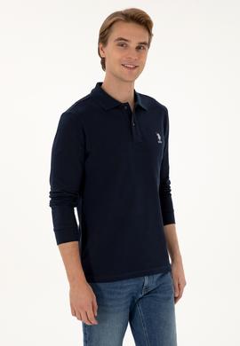 Erkek Regular Fit Polo Yaka Lacivert Basic Sweatshirt - 50307757137