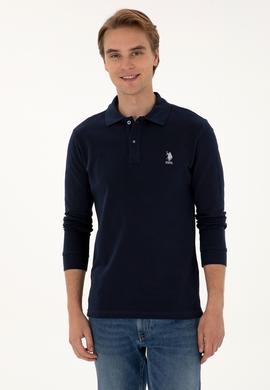 Erkek Regular Fit Polo Yaka Lacivert Basic Sweatshirt - 50307757137