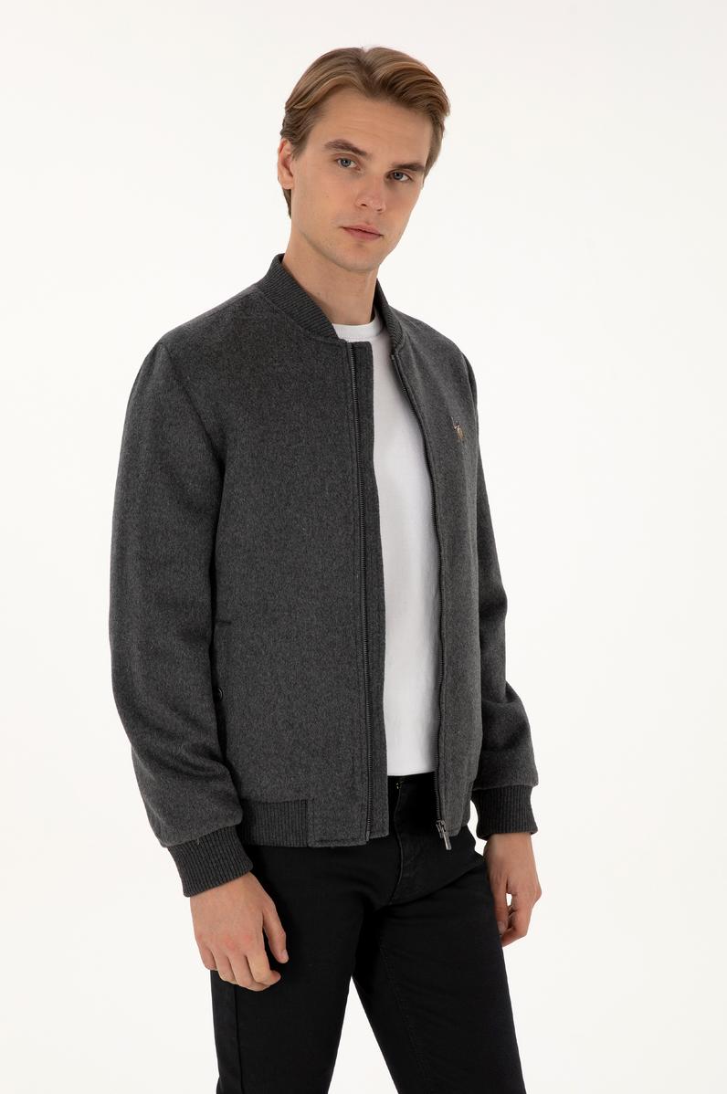 Erkek Gri Kaşe Mont