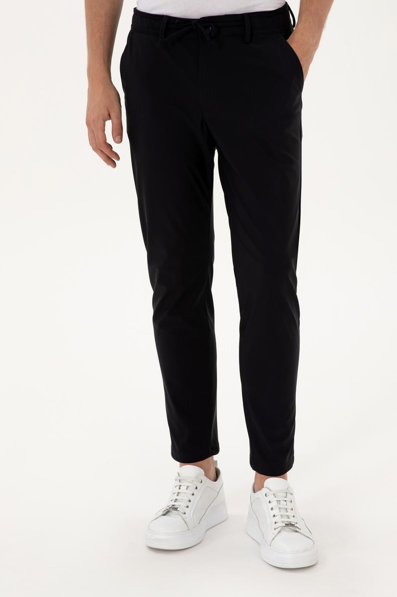 Erkek Lacivert Slim Fit Kanvas / Chino Pantolon